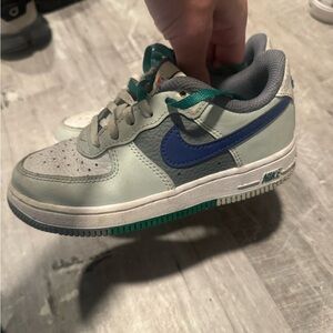 Nike Force 1 LV8 2 "Light Silver/Deep Royal Blue/White" Preschool Boys' Shoe